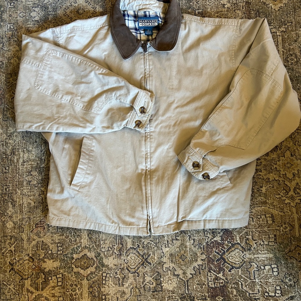 Tan Lightweight Shirt Jacket with Brown Collar